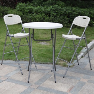 Portable Lightweight <strong>High</strong> <strong>Top</strong> Plastic Bar <strong>Table</strong> Foldable Outdoor Bistro for Dining for Party Wedding Hotel Events - Product Image 4