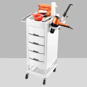 Đen Tóc Thợ Cắt Tóc Xe Đẩy Salon Khay Cán Lưu Trữ Giỏ Hàng Stylist Spa Salon Xe Đẩy Bairdressing Tool Giỏ Hàng