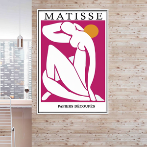 Décoration murale sur toile abstraite : impression artistique de la femme de Matisse, toile encadrée blanche - Product Image 3