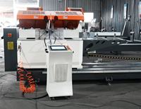 Scie à bras oscillant double tête CNC Ouxin OX-550 pour profilés aluminium et PVC, contrôle automatique PLC 45-90, 2.2KW*2, pour fenêtres