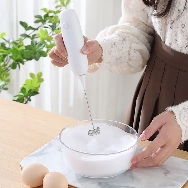 Batidor de mano de café con máquina de espuma a batería, batidor Mini Espumador de leche de mano de espuma eléctrico de mano