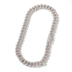 Model Stok Terbaru Rantai Cuban Link 14mm 3D Full Diamond untuk Pria, Kalung Miami Cuban Iced Out Bling - Product Image 2