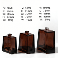 Envases de Perfume Cuadrados Transparentes de 30ml 50ml 100ml, Botellas de Vidrio con Pulverizador Fino, Impresión Serigrafiada, Venta al Por Mayor