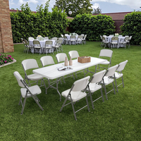 8 pieds 240cm demi-plastique HDPE cadre en acier massif HDPE dessus de table fête salle à manger location plastique pliant extérieur Tables et chaises de fête
