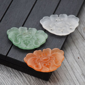 Pendentif fleur de lotus sculpté à la main en pierre naturelle, ajouré, pour la fabrication de colliers, origine Jinhua, printemps 2024 - Product Image 2