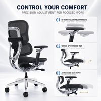 Vaseat Chaise de bureau ergonomique réglable T9, chaise de bureau avec double dossier, tissu en maille élastique haut de gamme Silla Oficina