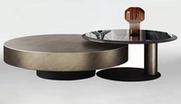 Table basse ronde minimaliste italienne de luxe léger, table d'appoint design en acier inoxydable et verre trempé pour salon