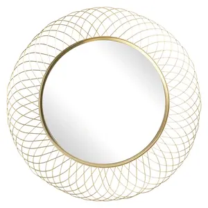 Gold Framed Round Wall Mirror Modern Metal Mirror For Home Decoration