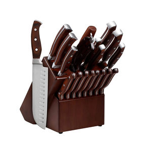 Ensemble de couverts de cuisine 19 pièces haute dureté, ensemble de couteaux de chef en acier inoxydable, ensemble de couteaux de cuisine avec bloc en bois - Product Image 1