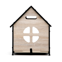 Gemütliches Indoor-Holzdesign-Haustier haus für kleine Hunde und Katzen Metall material Betthaus mit Lüftungs schlitzen Dreieck muster