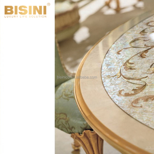 Hermosa villa de estilo italiano, mesa de comedor de madera tallada, silla para el hogar, mesa de comedor redonda de parquet de concha hecha a mano con <span class=keywords><strong>Lazy</strong></span> <span class=keywords><strong>Susan</strong></span> - Product Image 6
