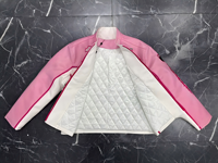 Blouson en cuir décontracté coupe ample grande taille avec col montant brodé et fermeture éclair, style motard, coupe-vent en coton pour le printemps