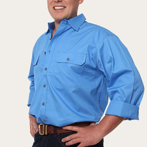 Nút xuống denim Hi VIS mồ hôi Snap ngọc trai nút dài tay áo váy cao pearlsnap xây dựng trang phục áo sơ mi phương Tây - Product Image 2