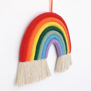 Macramé de algodón hecho a mano para la habitación del bebé, colgante de pared, decoración de arco iris - Product Image 4