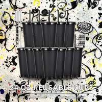 Lot de 12 gobelets de voyage réutilisables en plastique de 32 oz, personnalisables, anti-fuite, antidérapants, pour café glacé et fêtes, avec couvercles et pailles (12 noirs)