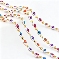 Cadena de eslabones de acero inoxidable con baño de oro PVD de 18K al por mayor, cadena de cable con esmalte de pez para pulseras, collares y accesorios de joyería.