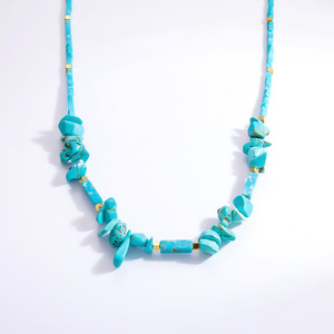 Collar de Cuentas Turquesas con Detalles en Oro, Diseño Geométrico para Mujer, Joyería de Regalo, Origen Yiwu XL31132 - Product Image 5