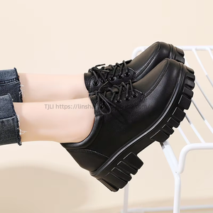 Zapatos de Mujer con Suela Gruesa, Estilo Coreano, Versátiles, de Piel, con Suela Gruesa, Estilo Británico, a la Moda, Primavera - Product Image 1