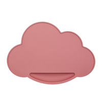 Tapis de repas pour bébé en silicone multicolore en forme de nuage, avec rebord surélevé, attrape-miettes, antidérapant, pour l'alimentation des tout-petits