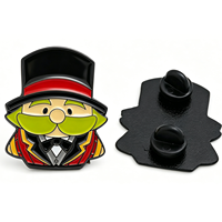 Épinglette en émail personnalisée de cirqueur de dessin animé, badge métallique avec attache en caoutchouc noir pour collection et décoration de mode sur le thème des personnages de cirque