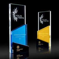 Trophée en cristal personnalisé créatif, coloré et gravé, récompense exceptionnelle pour cadeau souvenir de réunion annuelle, vente en gros d'usine
