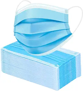 Mascarilla Facial desechable de un solo uso, máscara Facial de 3 capas con elásticos para el hogar, color azul, filtración efectiva