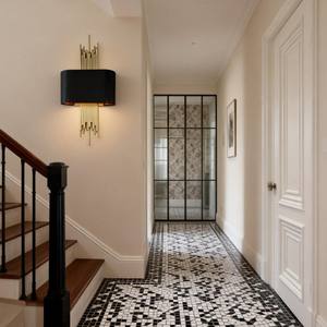 Lampe murale de chevet moderne et simple en cuivre antique avec abat-jour en tissu carré personnalisé pour hôtel, abat-jour en tissu noir - Product Image 1