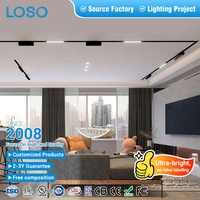 LOSO Lumière de piste magnétique LED encastrée en aluminium de haute qualité ultra-mince pour bureau, hôtel, maison, 48V