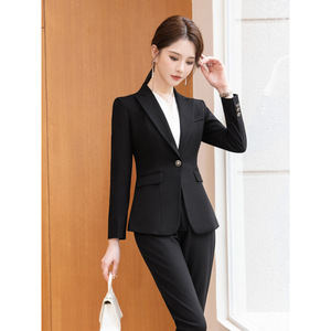 Women's Business Suit Set Three Quarter Sleeve Worsted Anti-Wrinkle Formal Autumn Wear - Product Image 3