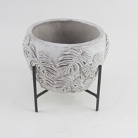 Pot de fleurs en ciment pour intérieur et extérieur avec support sur pied, idéal pour la décoration et le jardinage domestique – Direct Usine