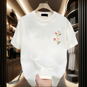 Nouveau T-shirt tricoté surdimensionné pour homme 2025 – Respirant, doux pour la peau, 100 % coton, broderie au col, haute qualité, décontracté - Product Image 4