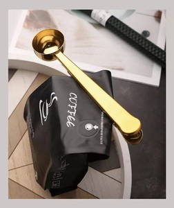 Hot Selling 15ml Food Grade 2 In1 <strong>Tablespoon</strong> Stainless Steel Tea Coffee Bean Scoop <strong>Measuring</strong> <strong>Spoon</strong> With Bag Sealing Clip - Product Image 2