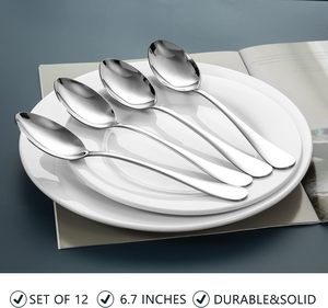 Cuillère à dîner moderne en acier inoxydable écologique à long manche plaqué argent, directement de l'usine, idéale pour les fêtes - Product Image 4