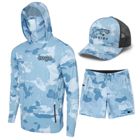 Conjunto Personalizado de Ropa de Pesca Camuflada 3 Piezas, Protección UV UPF 50+, Secado Rápido, Sudadera de Pesca con Capucha y Mascarilla, Camisa de Pesca de Manga Larga