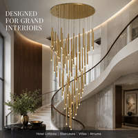 Lustre cascade de luxe en acrylique, lampe suspendue cylindrique multi-lumières pour hall d'hôtel, escalier, atrium, villa, foyer