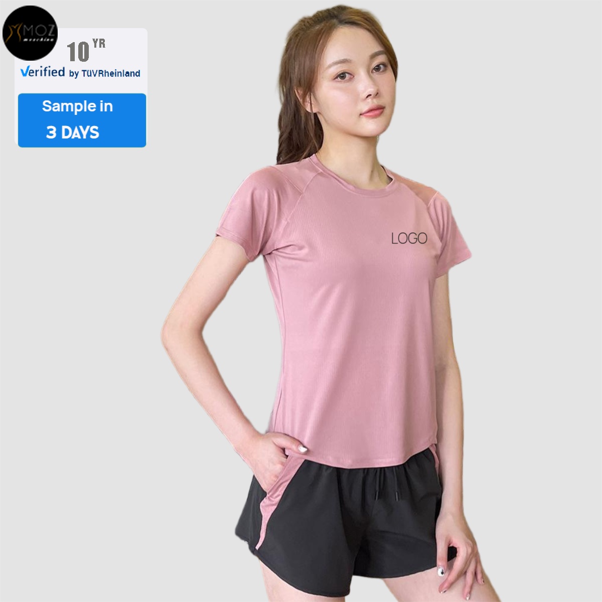 Women's Icy Cool Fitness T-Shirt-Quick-Dry Yoga Running Top Breathable Fabric Four-Way Stretch Skinny Fit Plus Size Front
