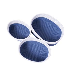 SPYRO Panier de rangement tressé en corde de coton bleu et blanc, 3 pièces, haute qualité, nouveauté, vente chaude - Product Image 6