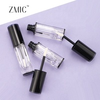 Individuelles Logo 6ml Dickwandiges Klares Lipgloss-Röhrchen mit Schwarzem Deckel Leerer Flüssiglippenstift-Behälter für Lippenöl Flüssiges Rouge Verpackung
