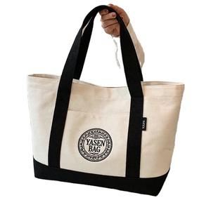 Custom <b>Large</b> Blank Reusable Canvas Cotton Tote <b>Bags</b> with Handles Letter Pattern Zipper Closure for Grocery Beach & <b>Gift</b> Use - Product Image 3