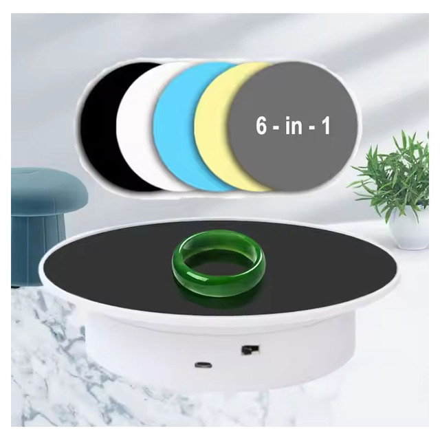 20cm 8 Inches USB/Battery Electric Rotation Turntable Photography 360 With 5 Color Backdrop Display Rotating Stand for Jewelry