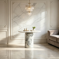 Table d'appoint elliptique en marbre de Carrare, style moderne et luxueux, pour la décoration de la maison, du salon et de la villa