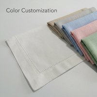 Serviettes de cocktail en lin blanc faites à la main personnalisées avec broderie et ourlet style japonais pour restaurant/bar/hôtel