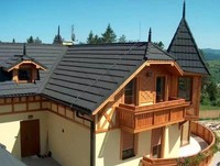 Tuiles de toiture en métal revêtues de pierre, colorées, modernes et résistantes à la chaleur pour maisons, hôtels et écoles