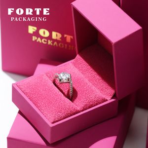 Forte giả da giấy <span class=keywords><strong>Rose</strong></span> <span class=keywords><strong>Red</strong></span> Ring hộp Mặt dây chuyền Bangle Vòng đeo tay hộp Bông tai lưu trữ Set trang sức bao bì hộp với biểu tượng tùy chỉnh - Product Image 6