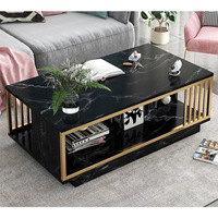 Modernes Minimalistisches Couchtisch-Set für Kleine Wohnungen mit Stauraum, Holzplatte und Metallrahmen, Luxuriöse Wohnzimmermöbel