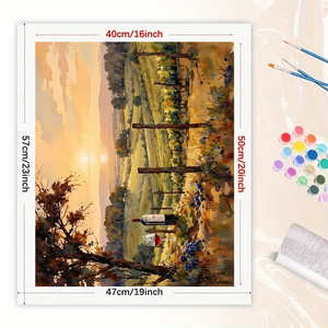 Kit di pittura con i numeri del paesaggio per adulti-vigna da te al <span class=keywords><strong>tramonto</strong></span> 16x20 pollici, regali di arte della campagna senza cornice - Product Image 2
