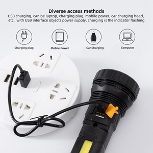 3 chế độ USB sạc công suất cao Đèn pin năng lượng mặt trời không thấm nước nhựa <span class=keywords><strong>Torch</strong></span> ánh sáng công suất cao - Product Image 4