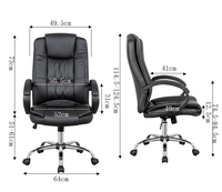 Chaise de bureau exécutive ergonomique moderne en cuir PU à dossier haut confortable avec pivotement réglable et rotation à 320° #   Base chromée