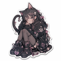 Autocollants personnalisés Anime Cat Girl résistants aux UV, découpe numérique, impression Manga, mignons, imperméables, en vinyle PVC, pour merchandising, décoration, cadeaux, pack d'autocollants OEM/ODM