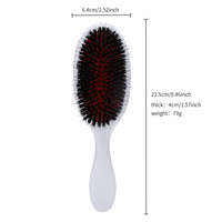 Brosse à cheveux ovale blanche rose personnalisée 100% poils de sanglier style plastique fait à la main avec emballage de logo personnalisé brosses à cheveux à la mode